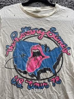 Super Rare Vintage The Rolling Stones 1978 US Tour T-shirt S/M in White