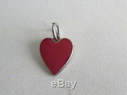 Super Rare Vintage Tiffany & Co Sterling Silver Red Enamel Heart Shape Charm