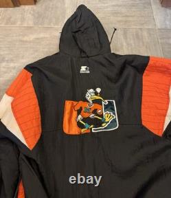 Super Rare Vintage U Miami University Of Miami Hurricane Starter Zip up Jacket L