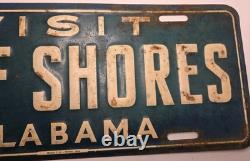 Super Rare Vintage Visit Gulf Shores Alabama Car License Plate Souvenier