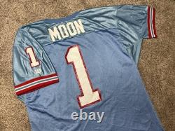 Super Rare Vintage Wilson Houston Oilers Jersey Warren Moon #1 Blue USA Made 80s