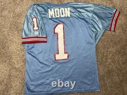 Super Rare Vintage Wilson Houston Oilers Jersey Warren Moon #1 Blue USA Made 80s