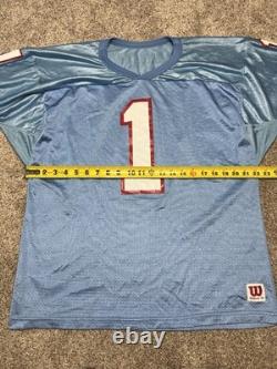 Super Rare Vintage Wilson Houston Oilers Jersey Warren Moon #1 Blue USA Made 80s