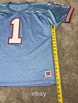 Super Rare Vintage Wilson Houston Oilers Jersey Warren Moon #1 Blue USA Made 80s