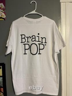 Super Rare Vintage Y2K Brain Pop Robot PBS Kids Cartoon STEM Educational Tee L