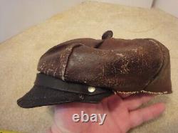 Super Rare! Vintage Yamaha leather motorcycle cap, derby, newsie hat