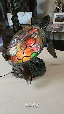 Super Rare! Vintage bronze lamp Tiffany Style Tortoise 42.4 lb. Hard to find