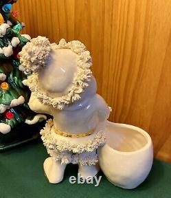 Super Rare Vtg. 1950's Napco White Santa Claus Planter, Gold & Spag. Trim. Japan