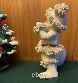 Super Rare Vtg. 1950's Napco White Santa Claus Planter, Gold & Spag. Trim. Japan