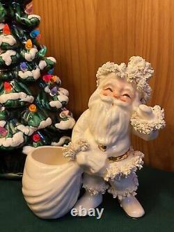 Super Rare Vtg. 1950's Napco White Santa Claus Planter, Gold & Spag. Trim. Japan