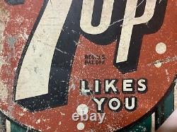 Super Rare vintage 7 Up Advertising Sign Original likes you octagon 14 inch