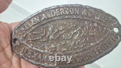 Super rare vintage sign Allen Alderson and Co. Alexandria Cairo Egypt Britain