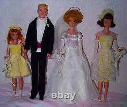 VINTAGE #1017 BARBIE WEDDING PARTY 4 DOLLS GIFT SET with trunk SUPER RARE