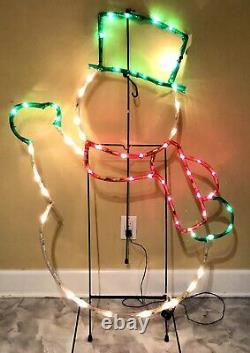 VINTAGE SUPER RARE MR CHRISTMAS SNOWMAN 44.5 CHRISTMAS LIGHT SCULPTURE WithSTAND