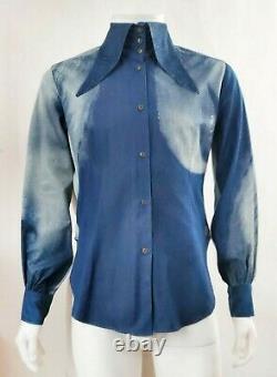 VTG Vivienne Westwood F/W 1992 Marlene Dietrich Print Indigo Denim Shirt RARE