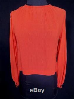 Very Rare French Vintage Wwii Era 1940's Red Orange Rayon Crepe Blouse Size 34