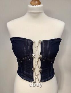 Very Rare Vintage Jean Paul Gaultier Denim & Safety Pin Bustier Size 36 Size 10
