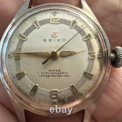 Vintage 1950s Seiko Super Rare S-Logo Tuxedo Dial Seikosha 3 Adjusted Move