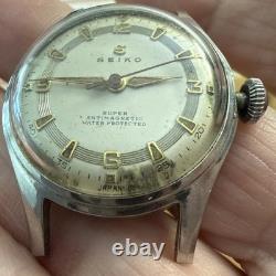Vintage 1950s Seiko Super Rare S-Logo Tuxedo Dial Seikosha 3 Adjusted Move