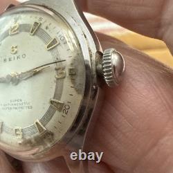 Vintage 1950s Seiko Super Rare S-Logo Tuxedo Dial Seikosha 3 Adjusted Move