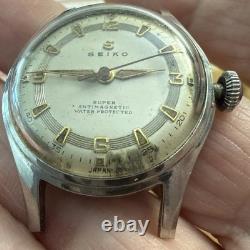 Vintage 1950s Seiko Super Rare S-Logo Tuxedo Dial Seikosha 3 Adjusted Move