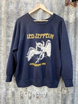 Vintage 1980 Led Zeppelin Over Europe Last Tour Sweatshirt Super Rare Sz XL