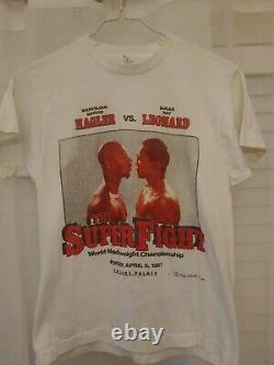Vintage 1987 Boxing T-Shirt Tee Hagler Vs Leonard The Super Fight Large RARE