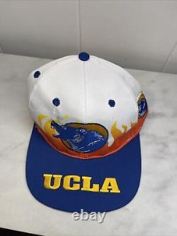 Vintage 1990 UCLA Bruins Sports Flame Snapback Hat NCAA COLLEGE Super Rare