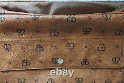 Vintage 1990s Max Clutch Brown Monogram CD Leather SUPER Rare Style