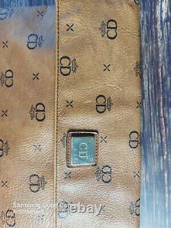 Vintage 1990s Max Clutch Brown Monogram CD Leather SUPER Rare Style