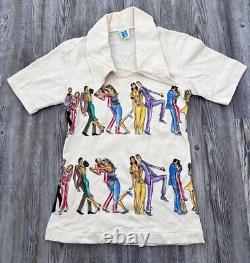 Vintage 60s 70s Adidas Super Rare All Over Print Size Medium Colorful