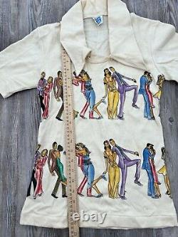 Vintage 60s 70s Adidas Super Rare All Over Print Size Medium Colorful