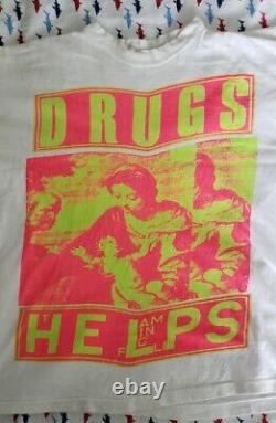 Vintage 80's THE FLAMING LIPS DRUGS HELPS XL Single Stitch T-Shirt Super Rare