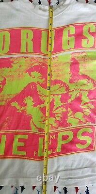 Vintage 80's THE FLAMING LIPS DRUGS HELPS XL Single Stitch T-Shirt Super Rare