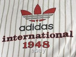 Vintage 80s Adidas International Red White 1948 Crewneck Trefoil Super Rare L