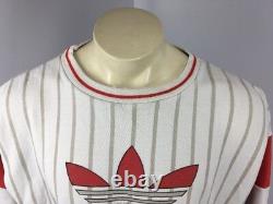 Vintage 80s Adidas International Red White 1948 Crewneck Trefoil Super Rare L