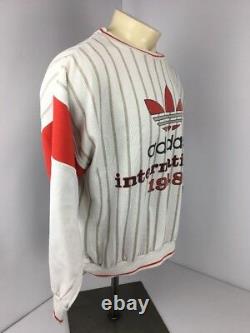 Vintage 80s Adidas International Red White 1948 Crewneck Trefoil Super Rare L