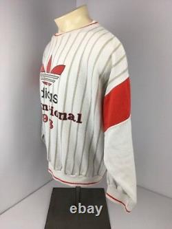 Vintage 80s Adidas International Red White 1948 Crewneck Trefoil Super Rare L