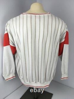 Vintage 80s Adidas International Red White 1948 Crewneck Trefoil Super Rare L