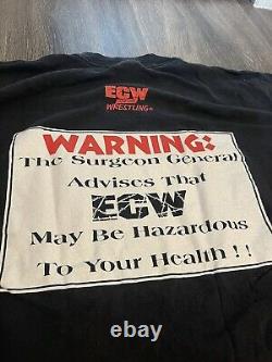 Vintage 90's ECW Surgeon General Warning Double Sided WWE SUPER RARE Size XL