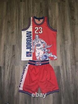 Vintage 90s All Over Print Space Jam 1996 Super Rare Size XL L Jersey Shorts Set