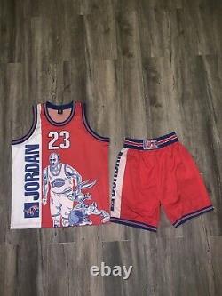 Vintage 90s All Over Print Space Jam 1996 Super Rare Size XL L Jersey Shorts Set