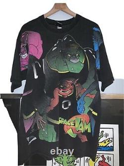 Vintage 90s All Over Print Space Jam Freeze Shirt 1996 Super Rare Size Large