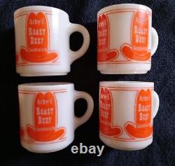 Vintage Arby s Roast Beef Sandwich Coffee Mugs-Lot of 4-SUPER RARE 1960's