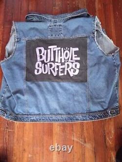 Vintage Butthole Surfers Sleeveless Denim Jacket Wrangler Super Rare Size 3XL