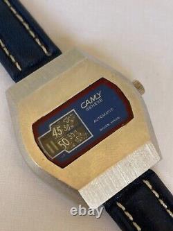 Vintage Camy Watch Jump Hour Automatic Blue Super Rare Working Tenor Dorly 1970s