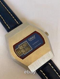 Vintage Camy Watch Jump Hour Automatic Blue Super Rare Working Tenor Dorly 1970s