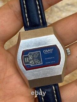 Vintage Camy Watch Jump Hour Automatic Blue Super Rare Working Tenor Dorly 1970s