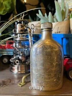 Vintage Chivas Regal Sterling Silver Flask Engraved Label Super Rare