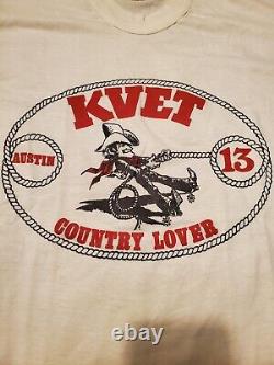 Vintage Circa 70s 80s KVET Country Lover Shirt, Sz M, Coronation Tag Super Rare